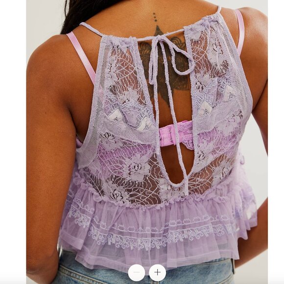 XS - FREE PEOPLE - In The Clouds Lace Lilac Top Lavender NEW no tags - Picture 3 of 6